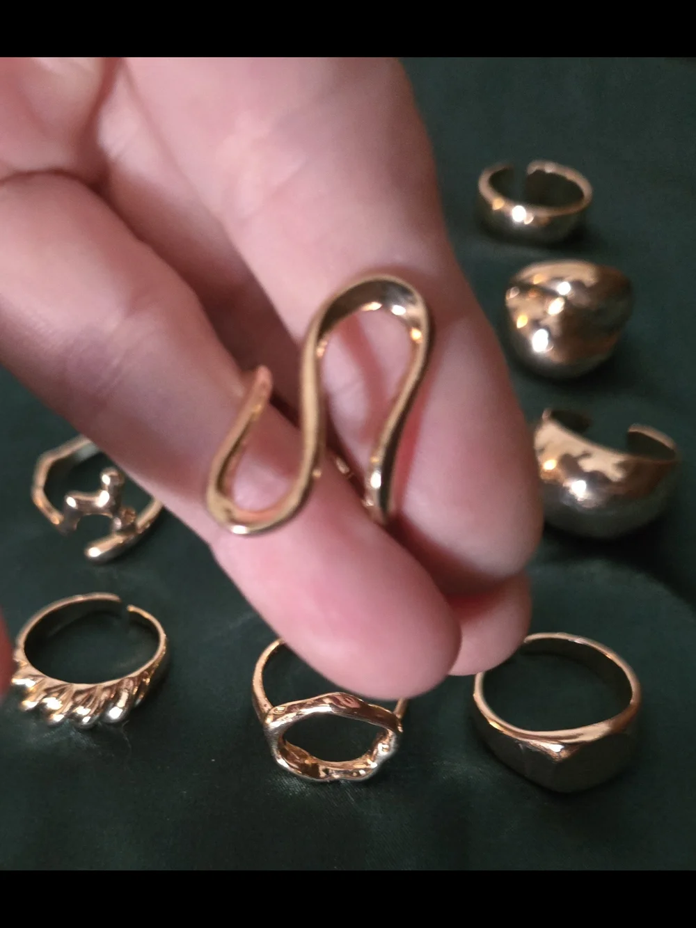 Bold Gold Open Band Rings, Lot Of 19